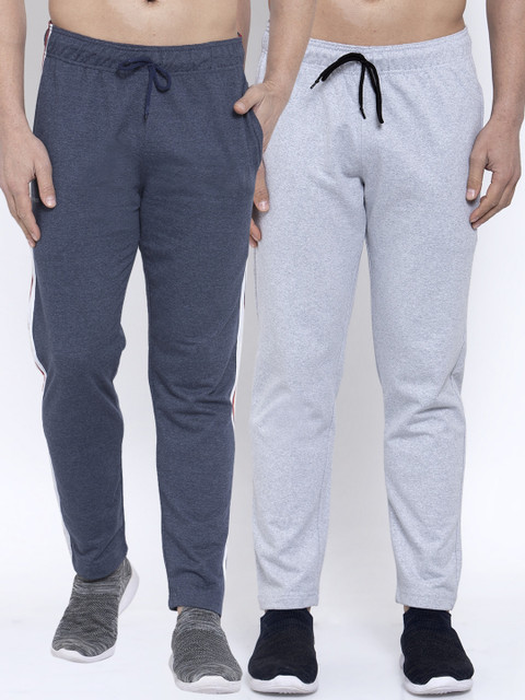 

NEUDIS Men Pack Of 2 Solid Structured-Fit Track Pants, Navy blue