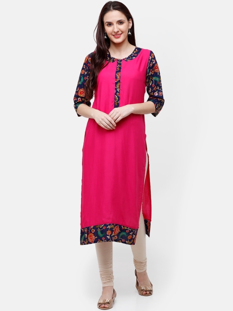 

Rasada Pink Colourblocked A-Line Kurta