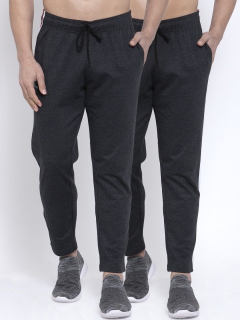

NEUDIS Men Pack Of 2 Charcoal Grey Solid Structured Fit Track Pants