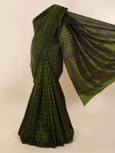 

Pothys Green Pure Silk Printed Bagh Saree
