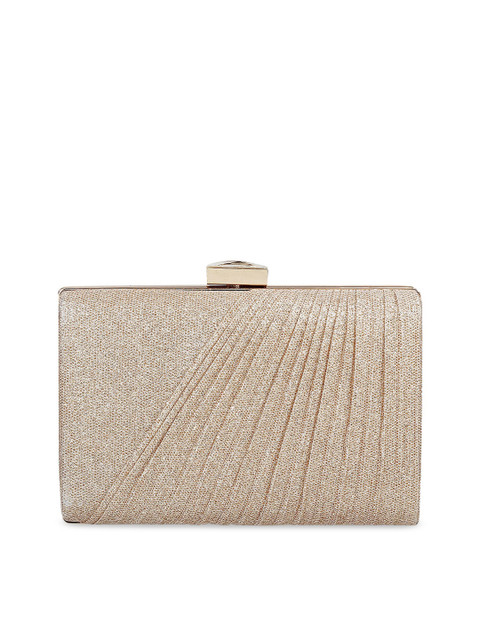 

Mochi Beige & Gold-Toned Embellished Clutch