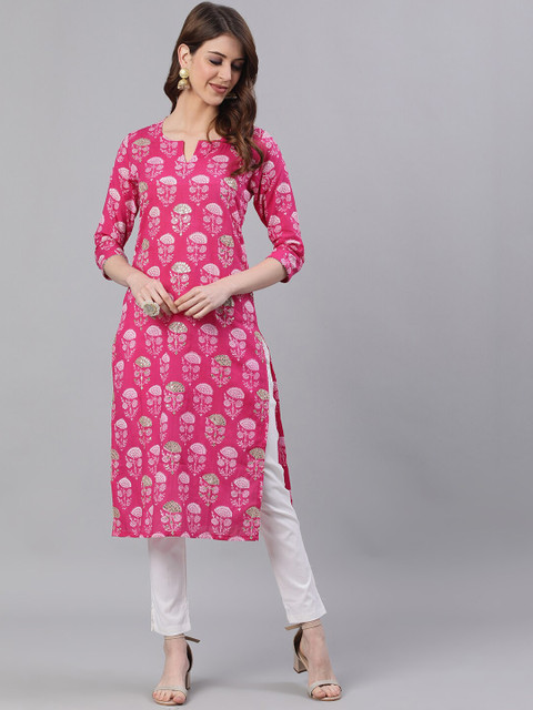 

Ishin Pink Women Printed Kurta