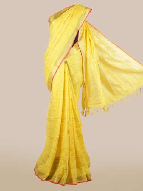 

Pothys Yellow Checked Saree