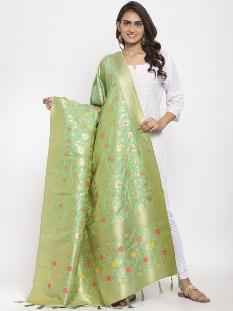 

panchhi Green Jacquard Woven Banarasi Dupatta