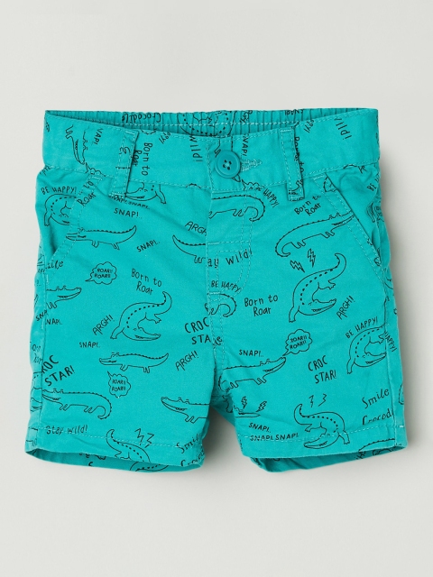 

max Boys Sea Green Printed Regular Shorts