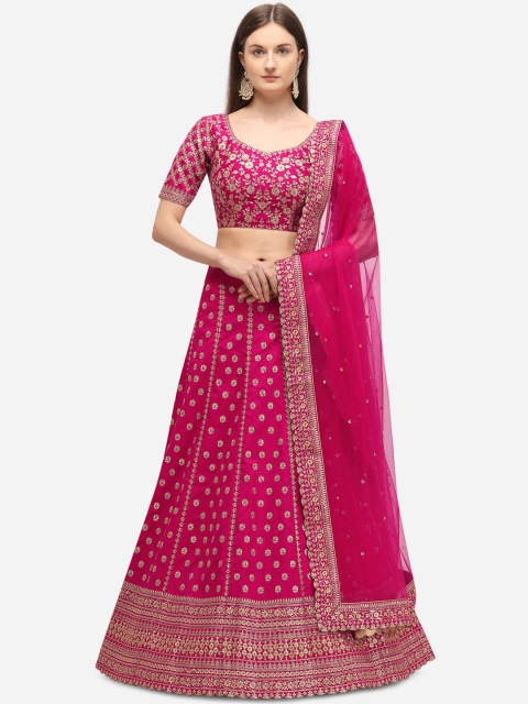 

NAKKASHI Magenta & Gold-Toned Embroidered Unstitched Lehenga & Blouse with Dupatta