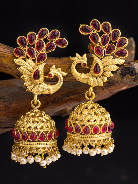 

Alankruthi Gold-Plated Peacock Shaped Jhumkas