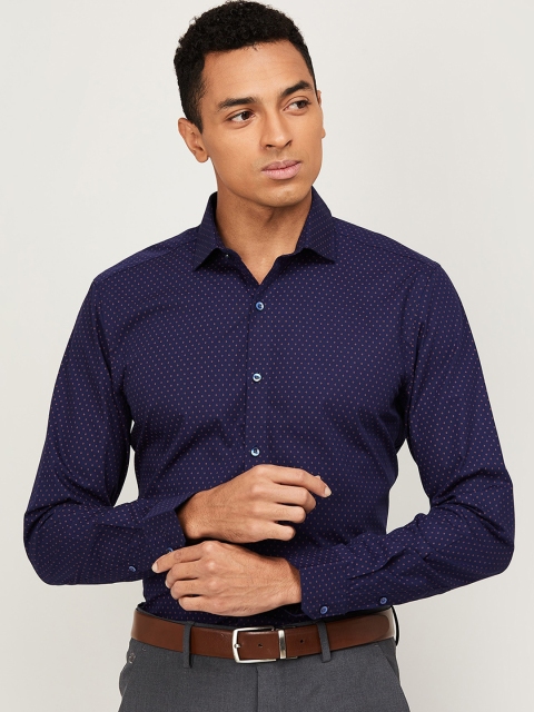 

CODE by Lifestyle Men Navy Blue Slim Fit Printed Formal Shirt
