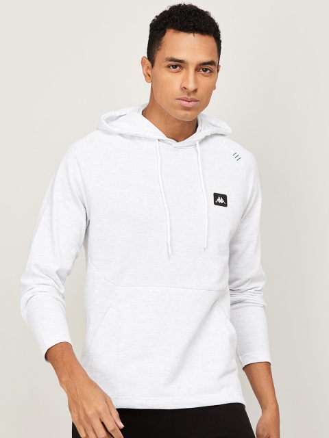 

Kappa Men White Printed Hooded Sweatshirt