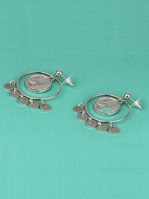 Jewelz Silver-Plated Handcrafted Circular Drop Earrings