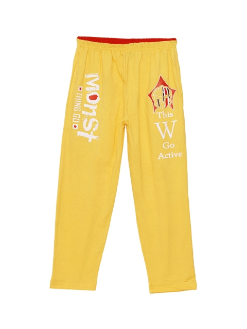 

SWEET ANGEL Girls Yellow & White Printed Straight Fit Outdoor Track Pants
