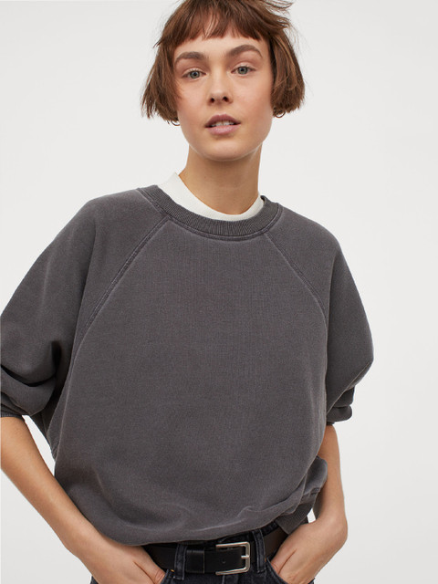

H&M Women Cotton-Blend Sweatshirt, Grey
