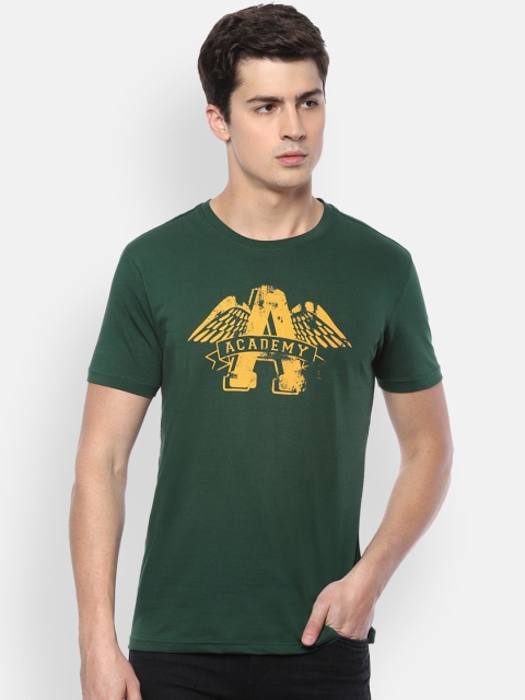 

Van Heusen Sport Men Green Printed Round Neck Pure Cotton T-shirt