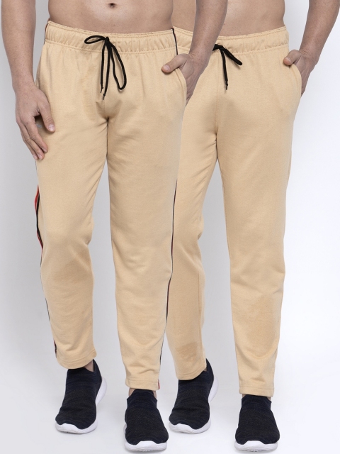 

NEUDIS Men Beige Set of 2 Solid Slim Fit Cotton Track Pants