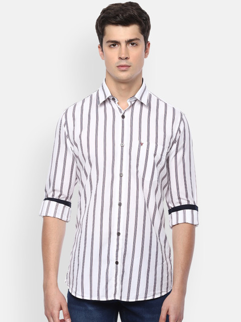 

Van Heusen Sport Men White Slim Fit Striped Casual Shirt