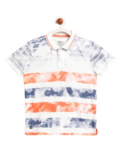 

Pepe Jeans Boys Rust Printed Polo Collar T-shirt
