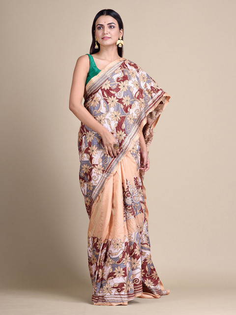 

Mitera Multicoloured Printed Pure Silk Saree, Multi