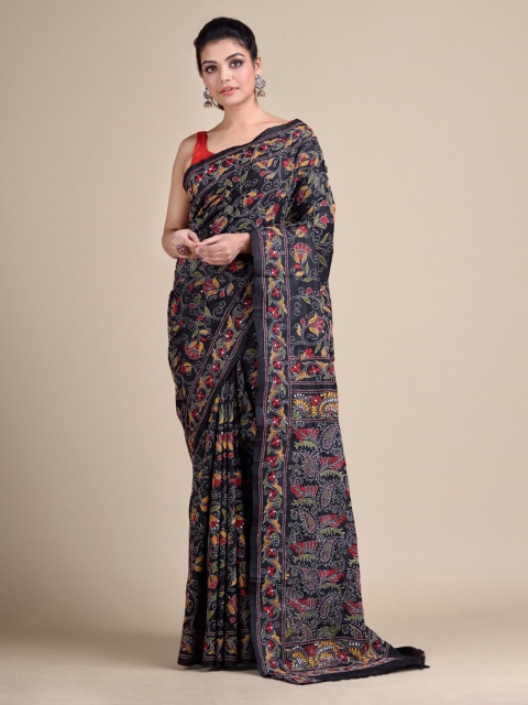 

Mitera Black & Red Pure Silk Woven Design Saree