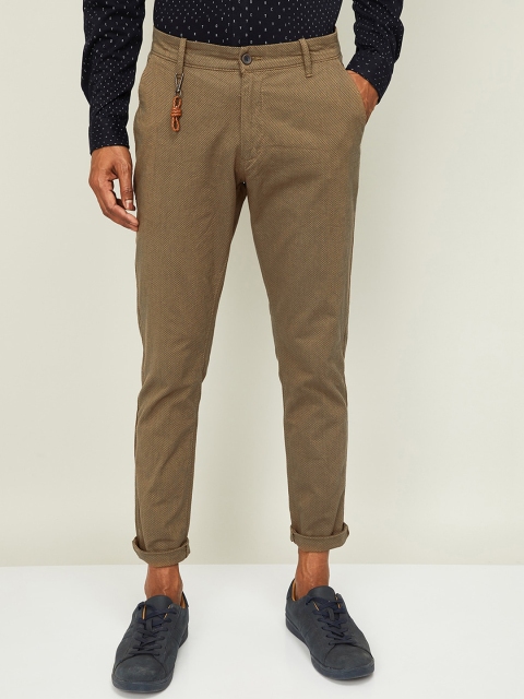 

CODE by Lifestyle Men Brown Slim Fit Self Design Regular Trousers