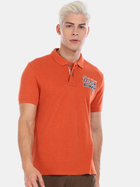 

U.S. Polo Assn. Men Orange Solid Polo Collar T-shirt