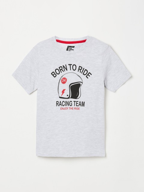 

Fame Forever by Lifestyle Boys Grey Melange Printed Round Neck T-shirt