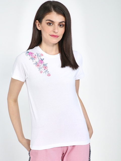 

Blue Saint Women White Solid Round Neck T-shirt