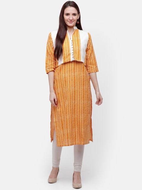 

Rasada Yellow Striped A-Line Kurta