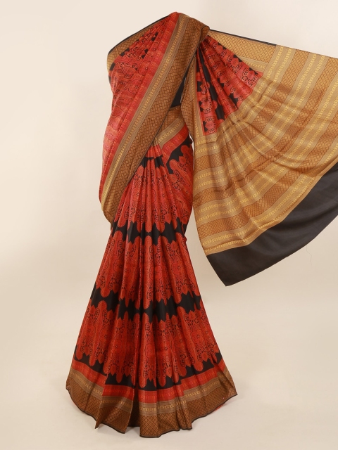 

Pothys Red Pure Silk Printed Bagh Saree