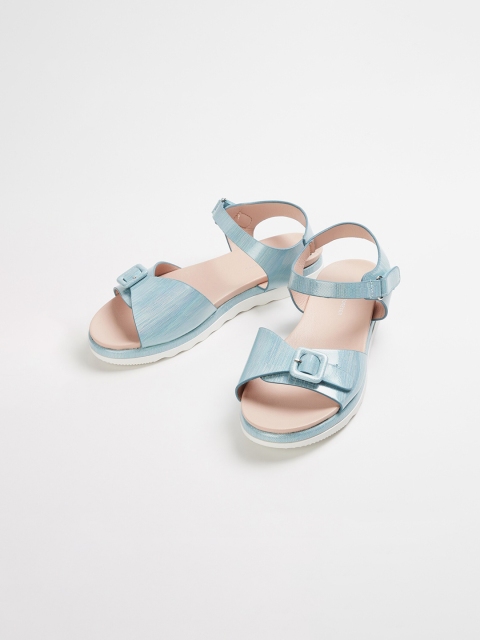 

Fame Forever by Lifestyle Girls Blue Solid PU Open Toe Flats