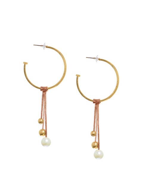 

FabAlley White & Rose Gold-Toned Gold-Plated Geometric Drop Earrings
