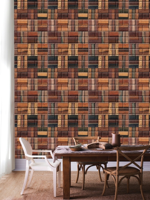 

Jaamso Royals Brown & Beige Set of 10 3D Brick Stone Wallpaper
