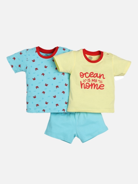 

TAMBOURINE Infants Boys Blue & Yellow Printed Cotton Clothing Set
