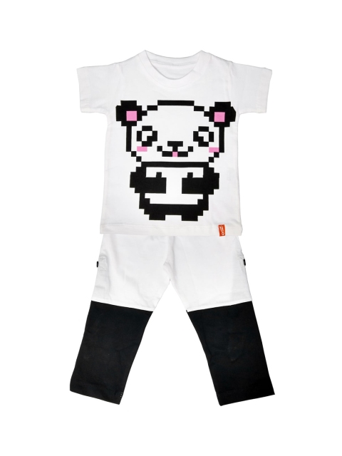 

You Got Plan B Unisex Kids White & Black Printed Night suit