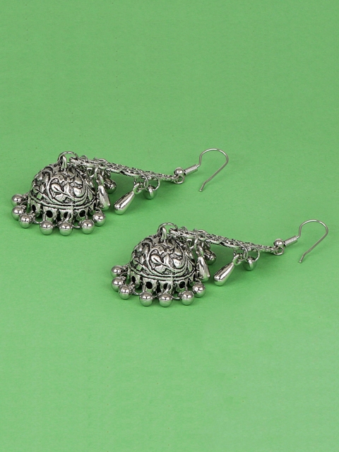 

Jewelz Silver-Plated Dome Shaped Jhumkas