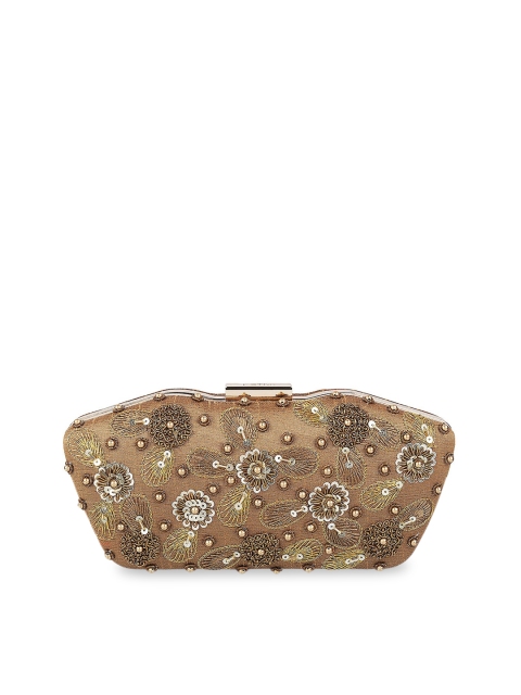 

Metro Brown & Gold-Toned Embellished Clutch