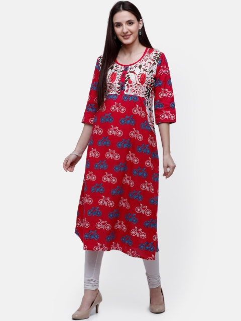 

Rasada Pink Printed A-Line Kurta