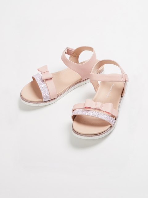 

Fame Forever by Lifestyle Girls Pink Solid PU Open Toe Flats