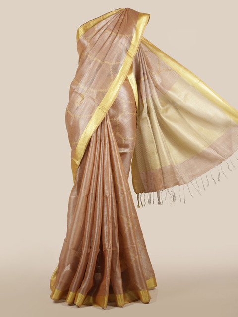 

Pothys Brown Solid Linen Blend Saree