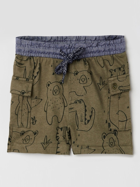 

max Boys Green Printed Regular Fit Regular Shorts