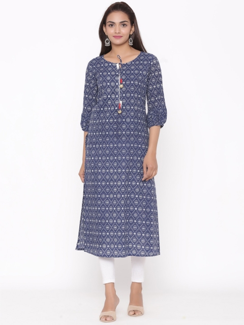 

Silai Bunai Blue Geometric Printed Kurta