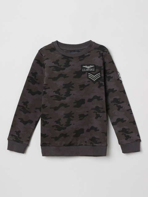 

max Boys Grey & Black Printed Sweatshirt