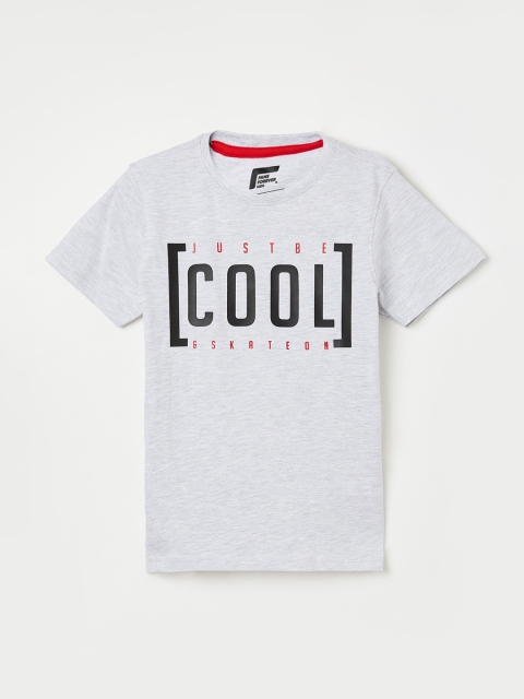 

Fame Forever by Lifestyle Boys Grey Melange & Black Printed Round Neck T-shirt
