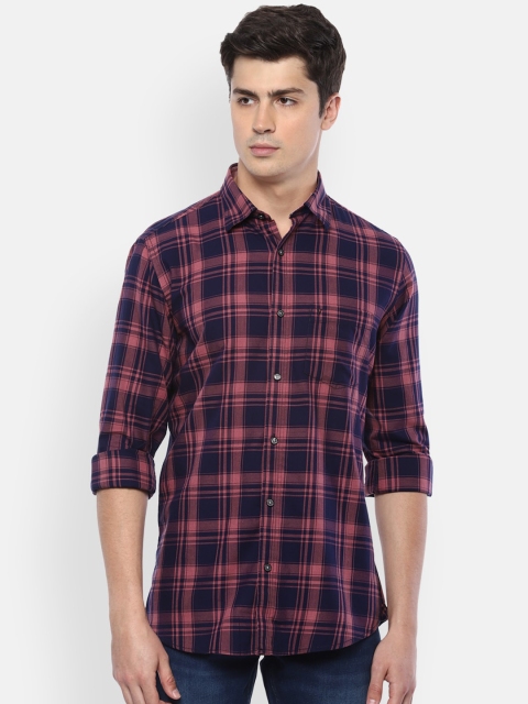 

Van Heusen Sport Men Navy Blue & Pink Slim Fit Checked Casual Shirt