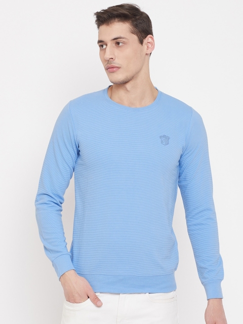 

Camey Men Blue Striped Sweatshirt