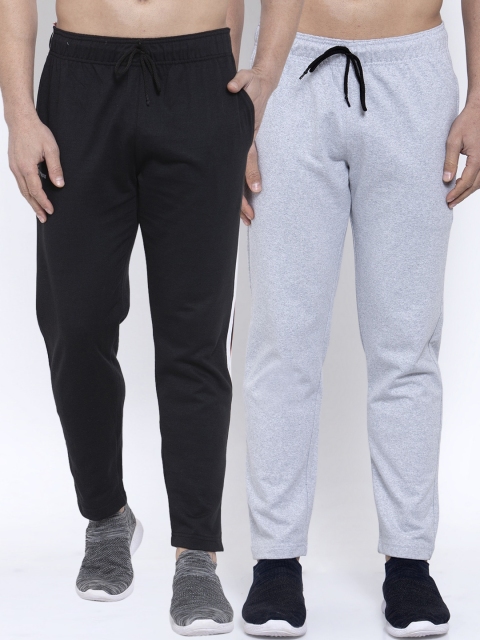 

NEUDIS Men Pack Of 2 Solid Structured-Fit Track Pants, Grey
