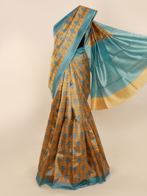 

Pothys Gold-Toned Pure Silk Printed Bagh Saree