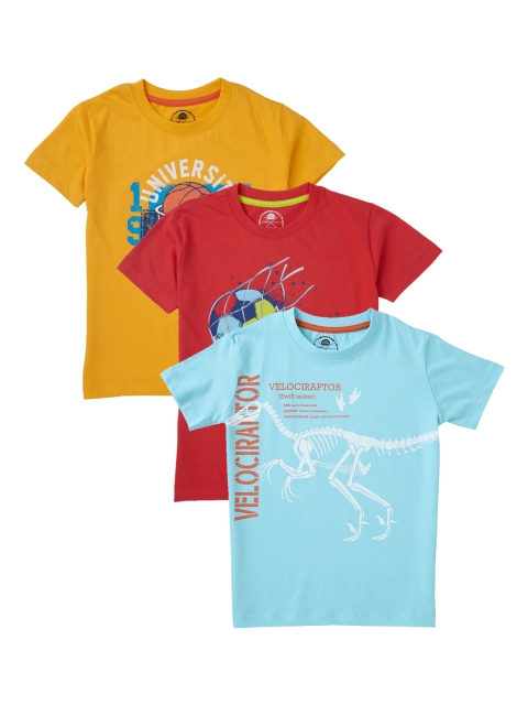 

Cub McPaws Boys Multicoloured Set of 3 Printed Round Neck T-shirt, Multi