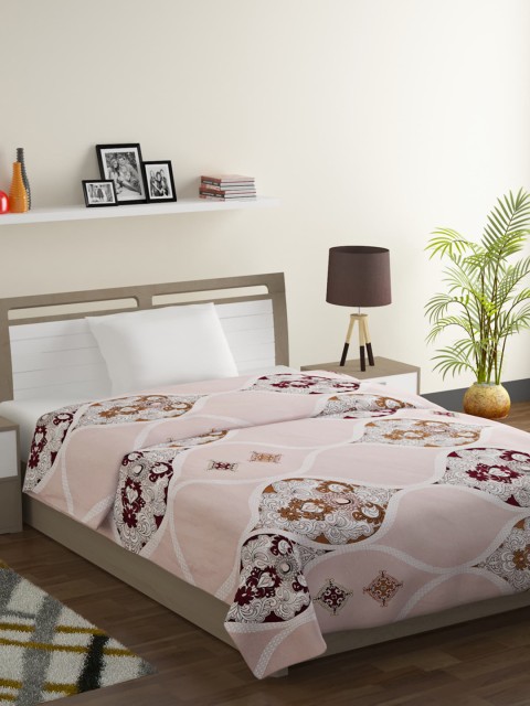

SWAYAM Pink & White Ethnic Motifs Mild Winter 150 GSM Single Bed Comforter