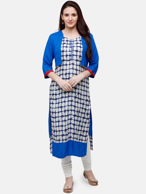 

Rasada Blue Geometric Printed A-Line Kurta