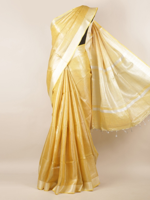 

Pothys Mustard Solid Linen Blend Saree